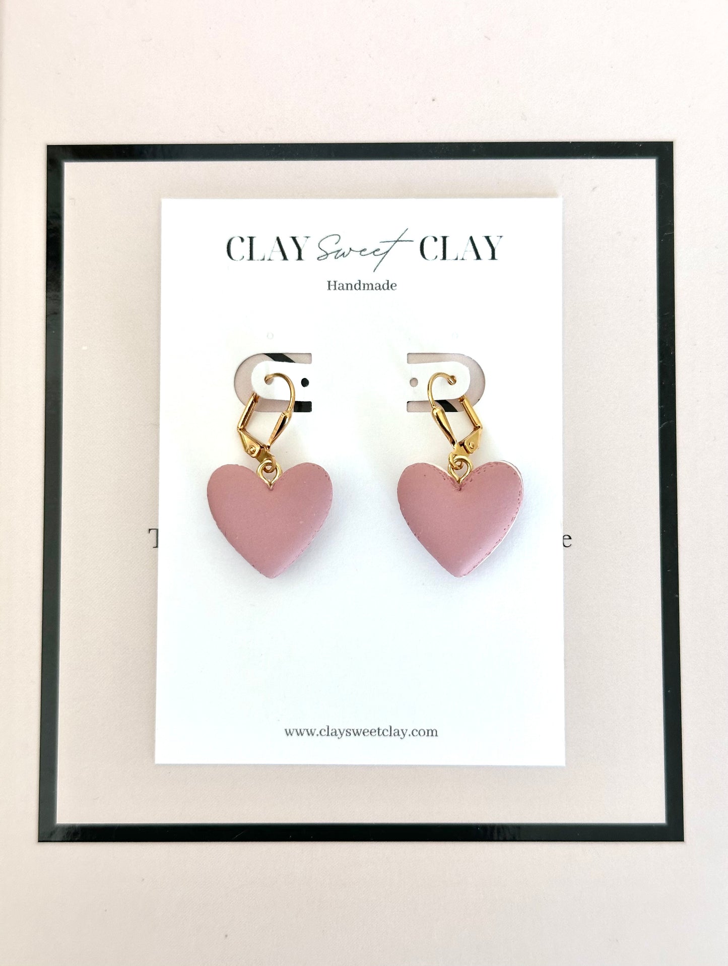 Heart Macaron Earrings - Strawberry