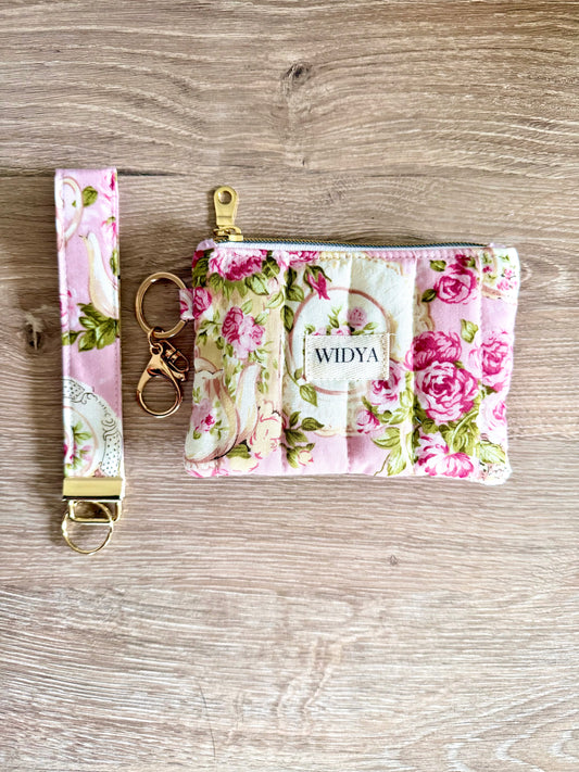 Tea Rose Garden Keychain Wallet