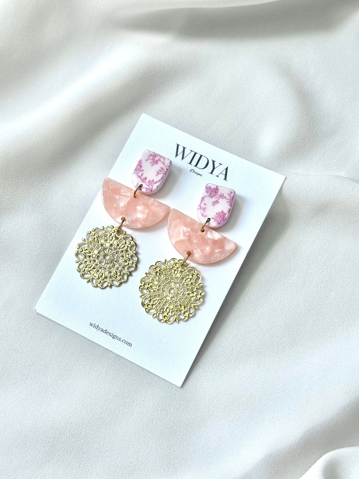 Pink Toile - Filigree Mandala Dangles