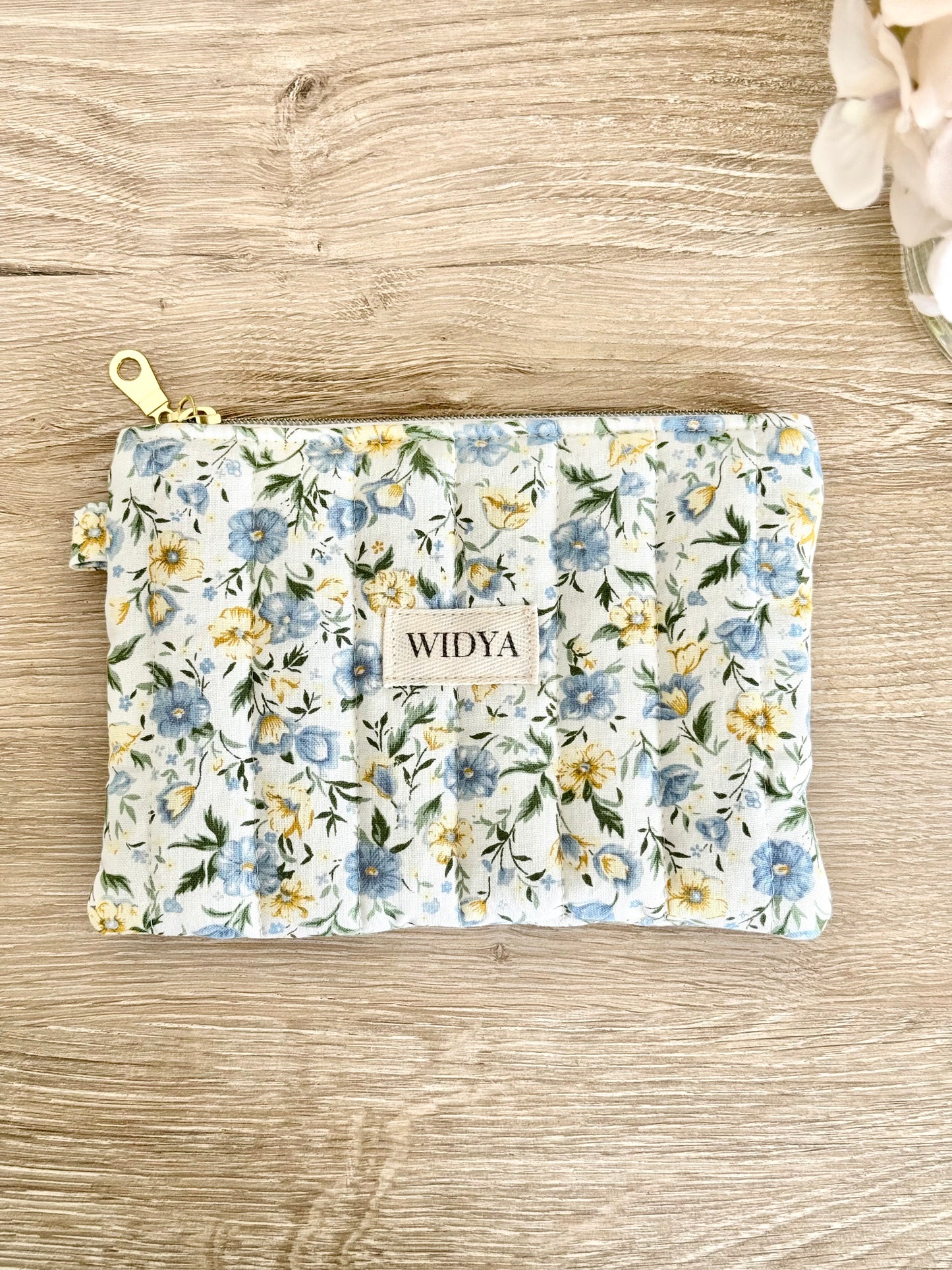Blue & Yellow Floral Zipper Pouch