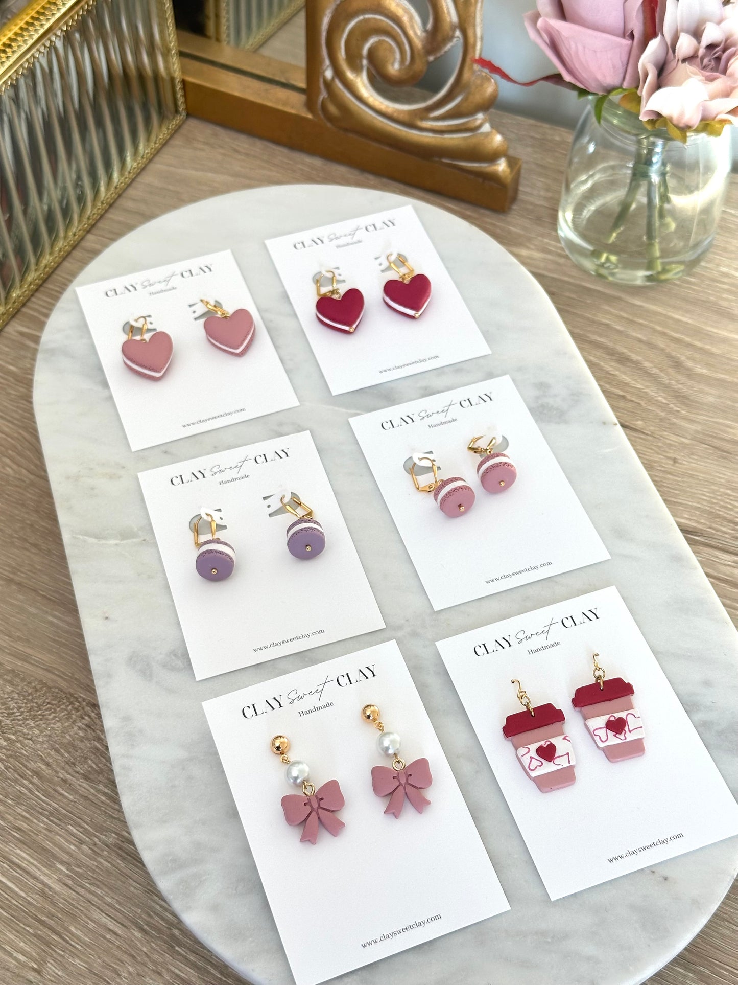 Heart Macaron Earrings - Red Velvet