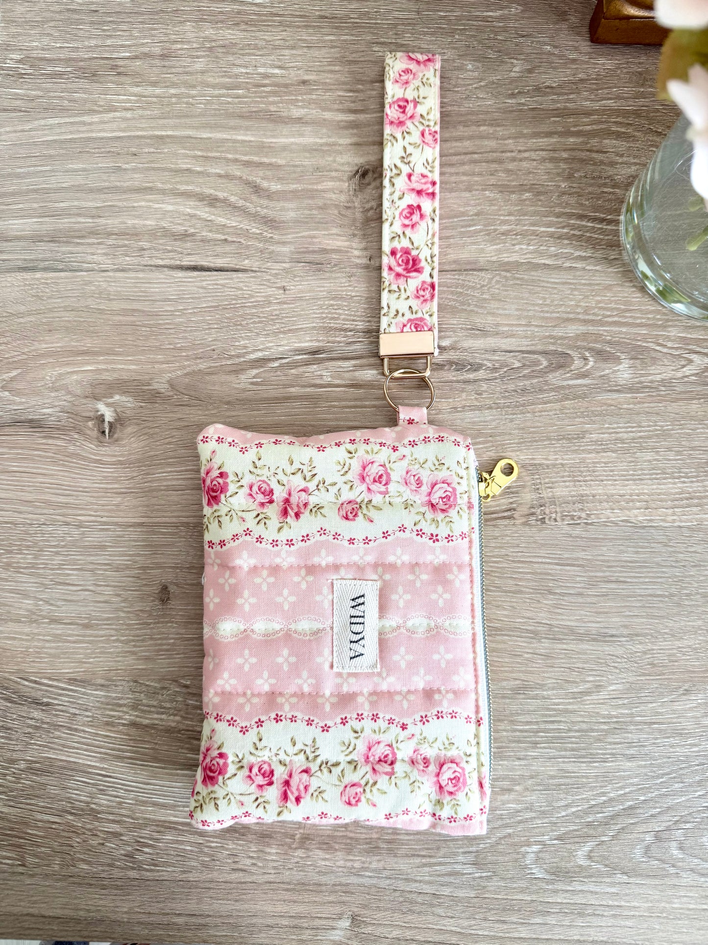 Vintage Pink Rose Small Pouch