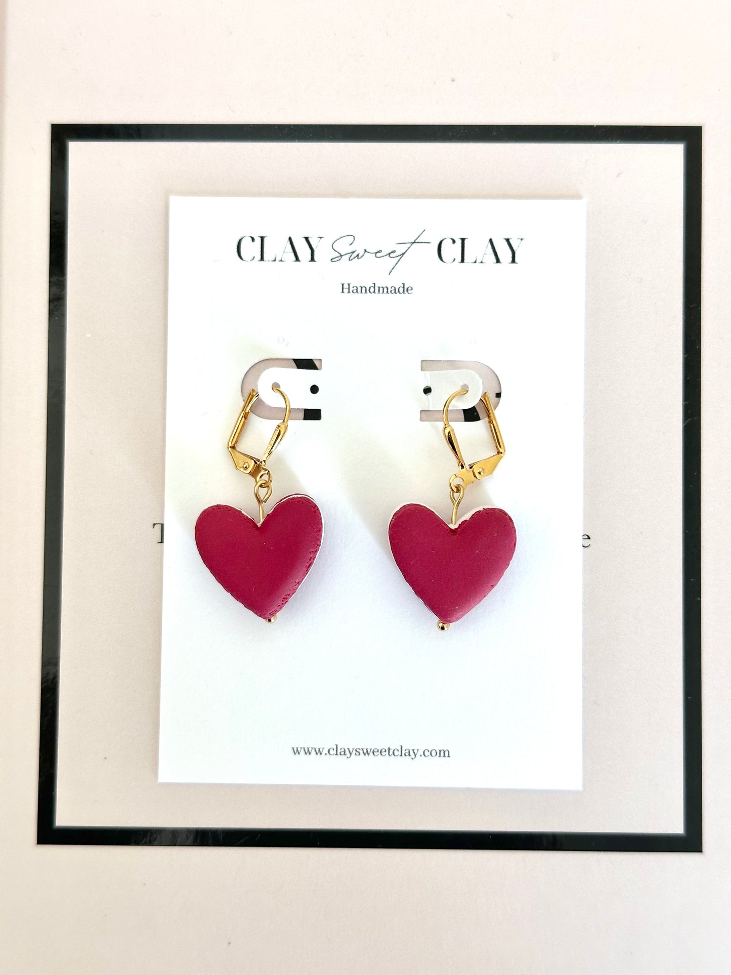 Heart Macaron Earrings - Red Velvet