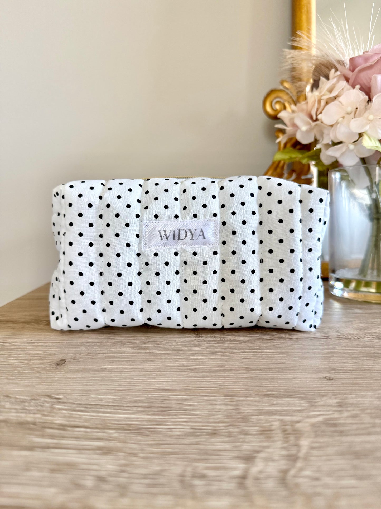 Polkadot Travel Pouch - White