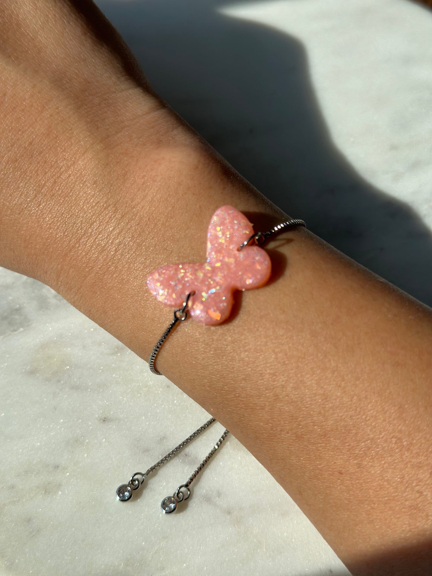 Pink Opal Bracelet - Butterfly