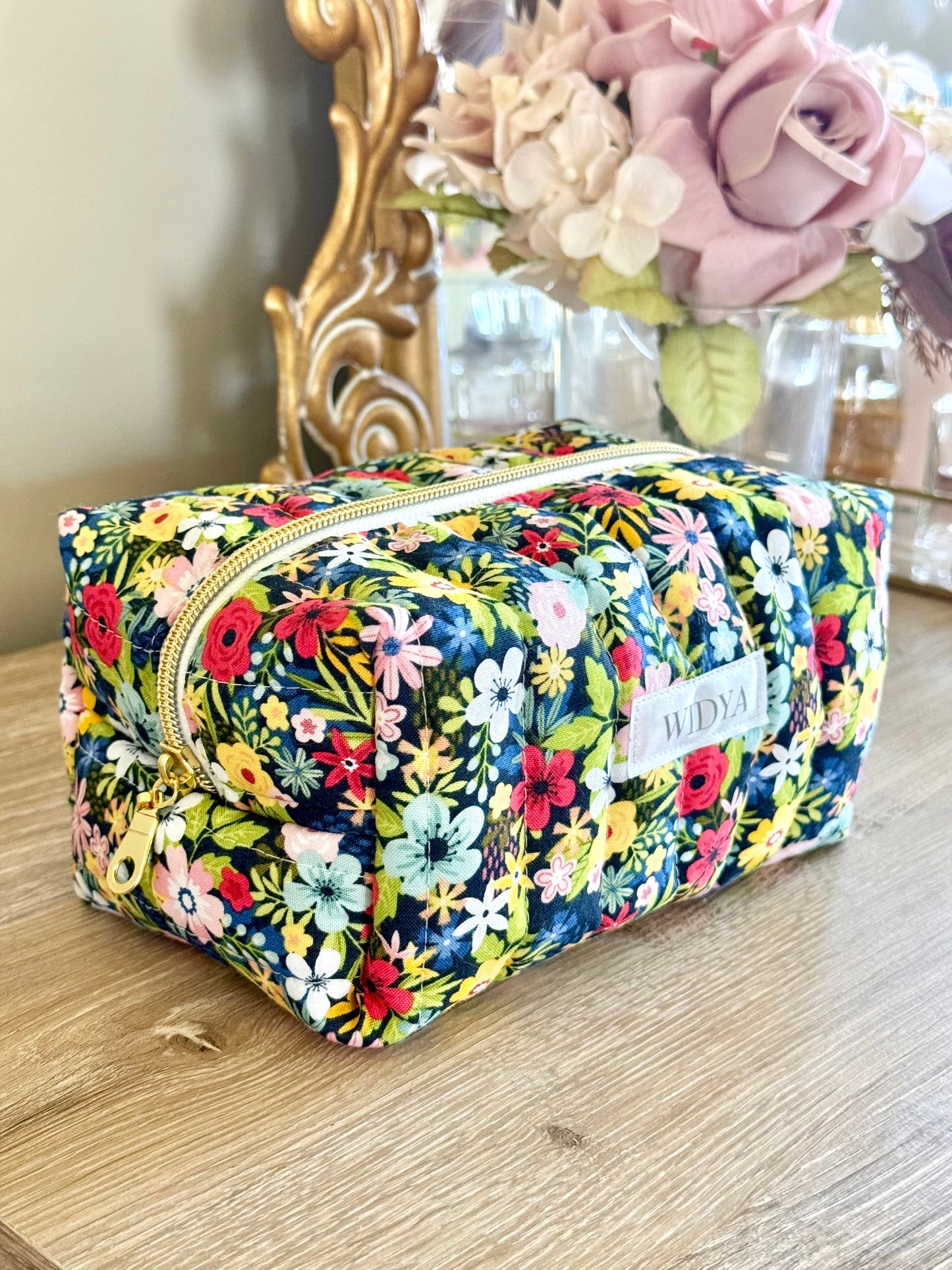 Midnight Garden Floral Travel Pouch