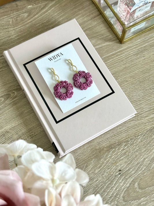 Roses Wreath Earrings - June Flower