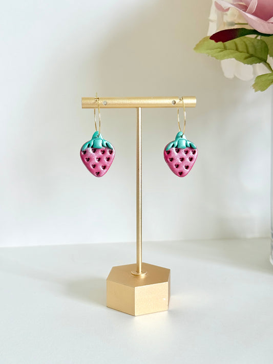 Sparkly Strawberry Hoops