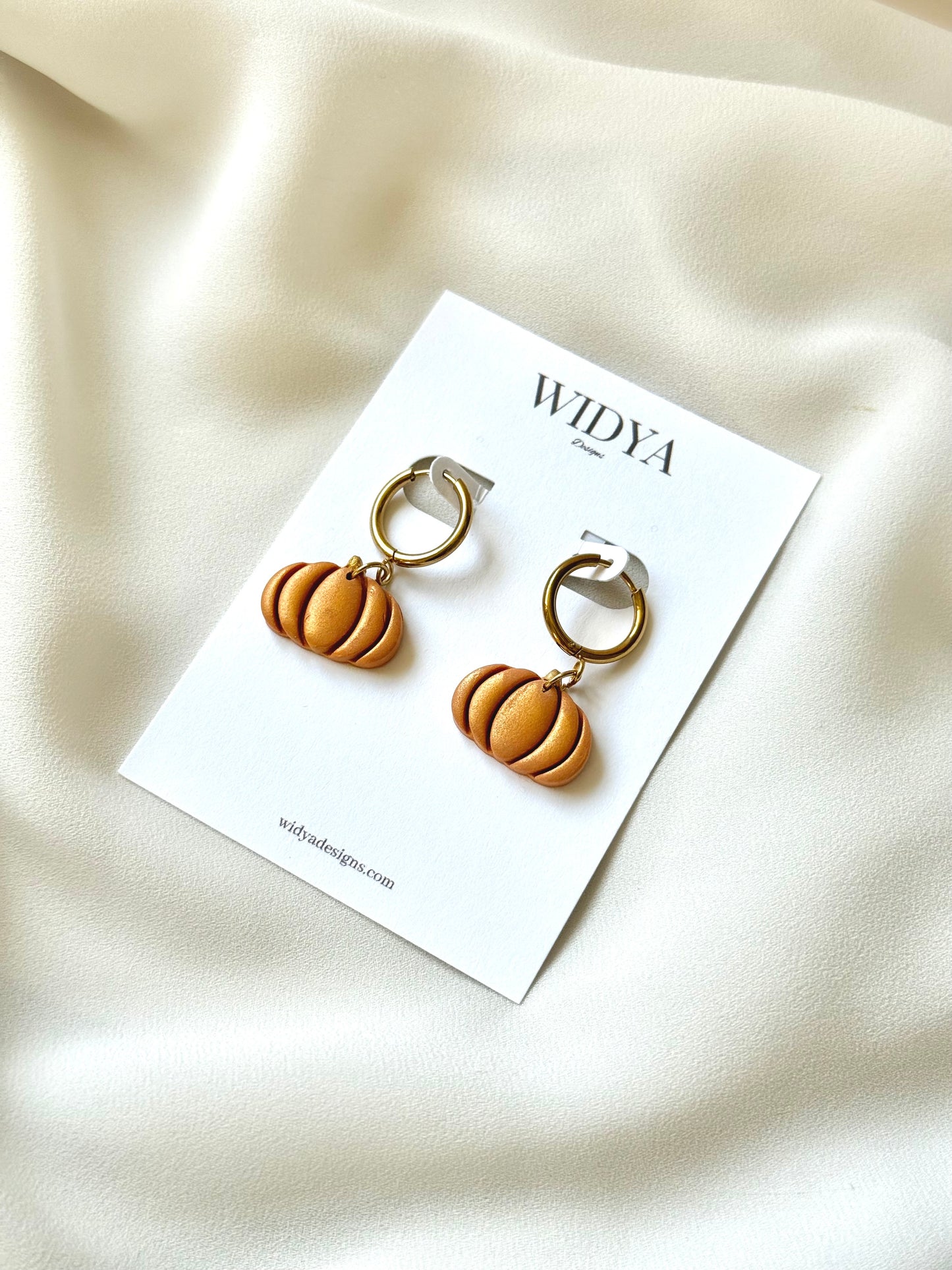 Dainty Pumpkin Huggies - Orange