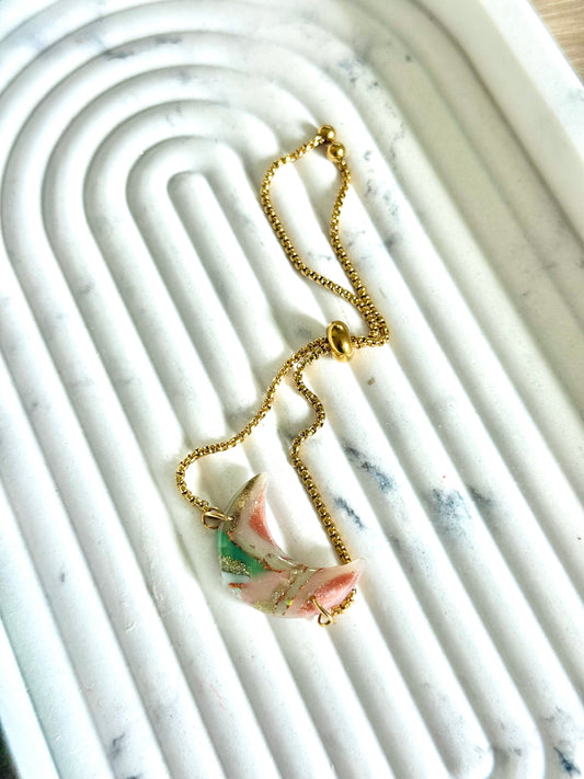 Mixed Jade Agate Bracelet - Crescent