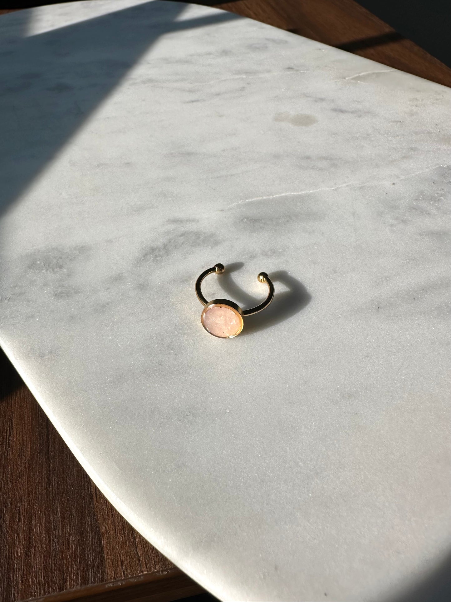 White Opal - Adjustable Gold Ring