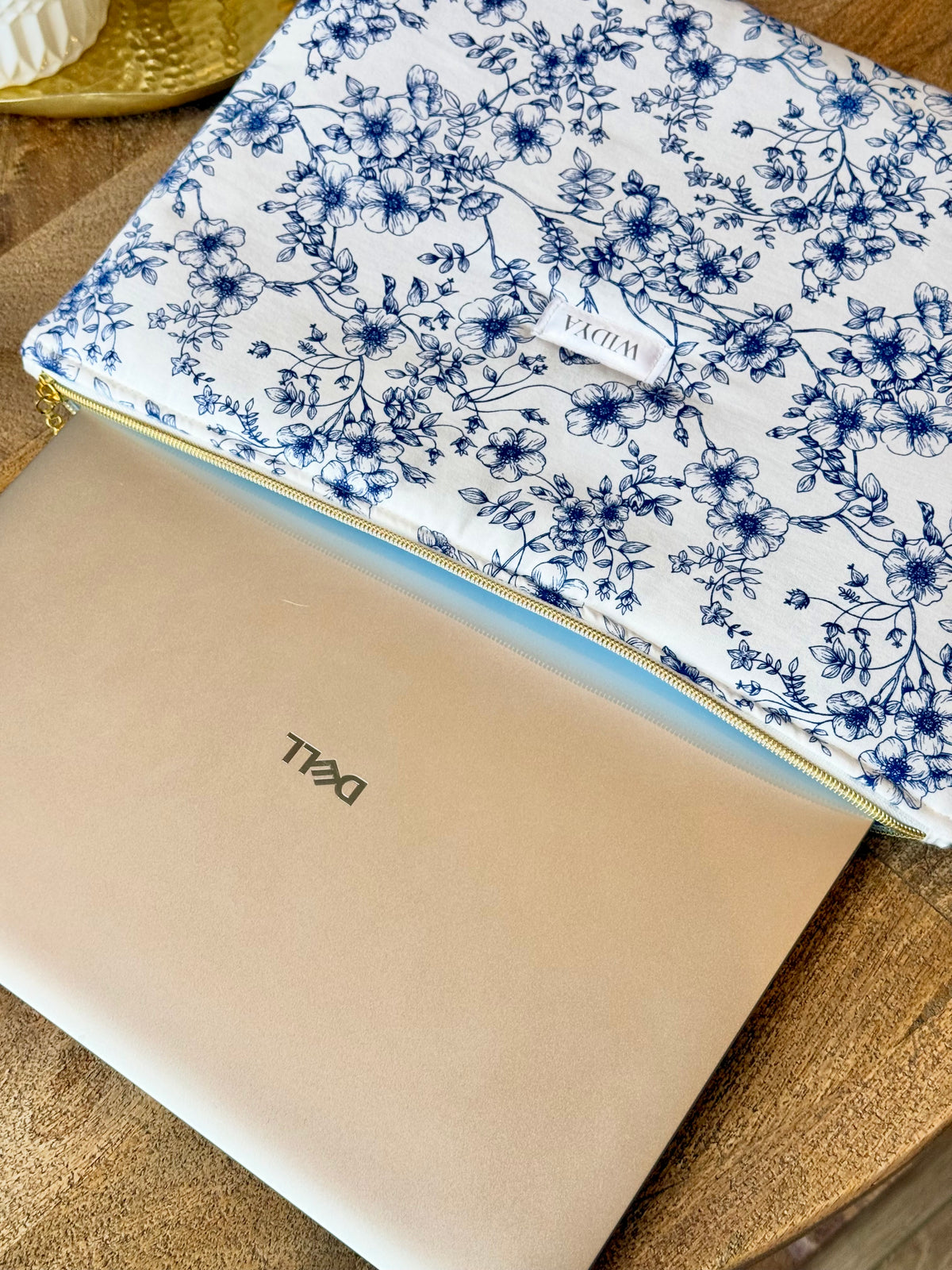 Blue and White Floral Laptop Sleeve