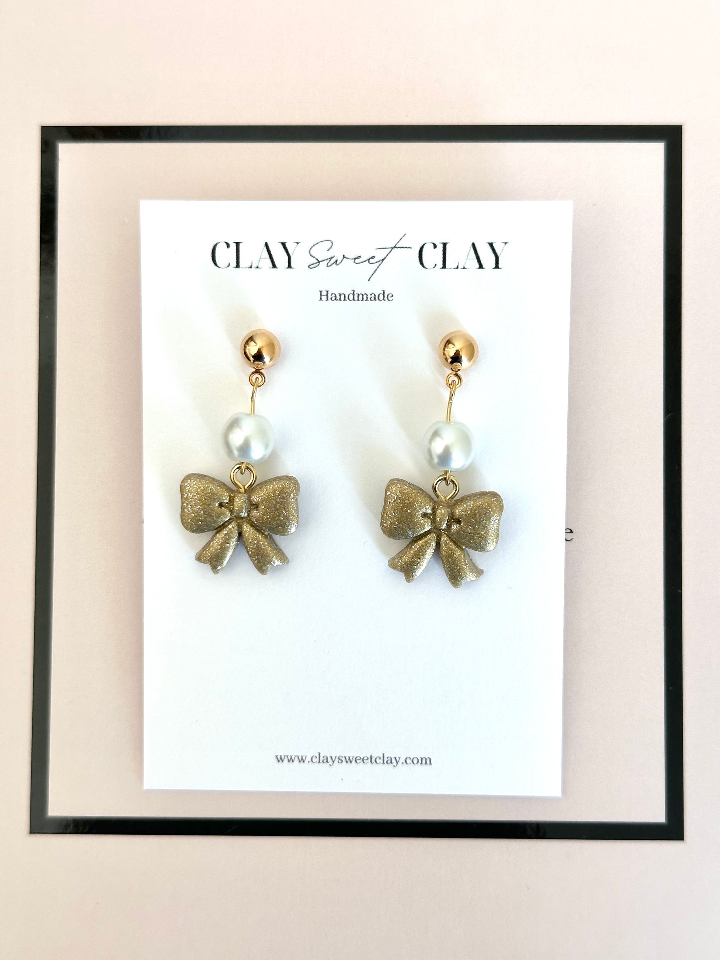 Coquette Bow Earrings - Glitter Gold