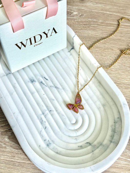 Pink Tourmaline Necklace - Butterfly
