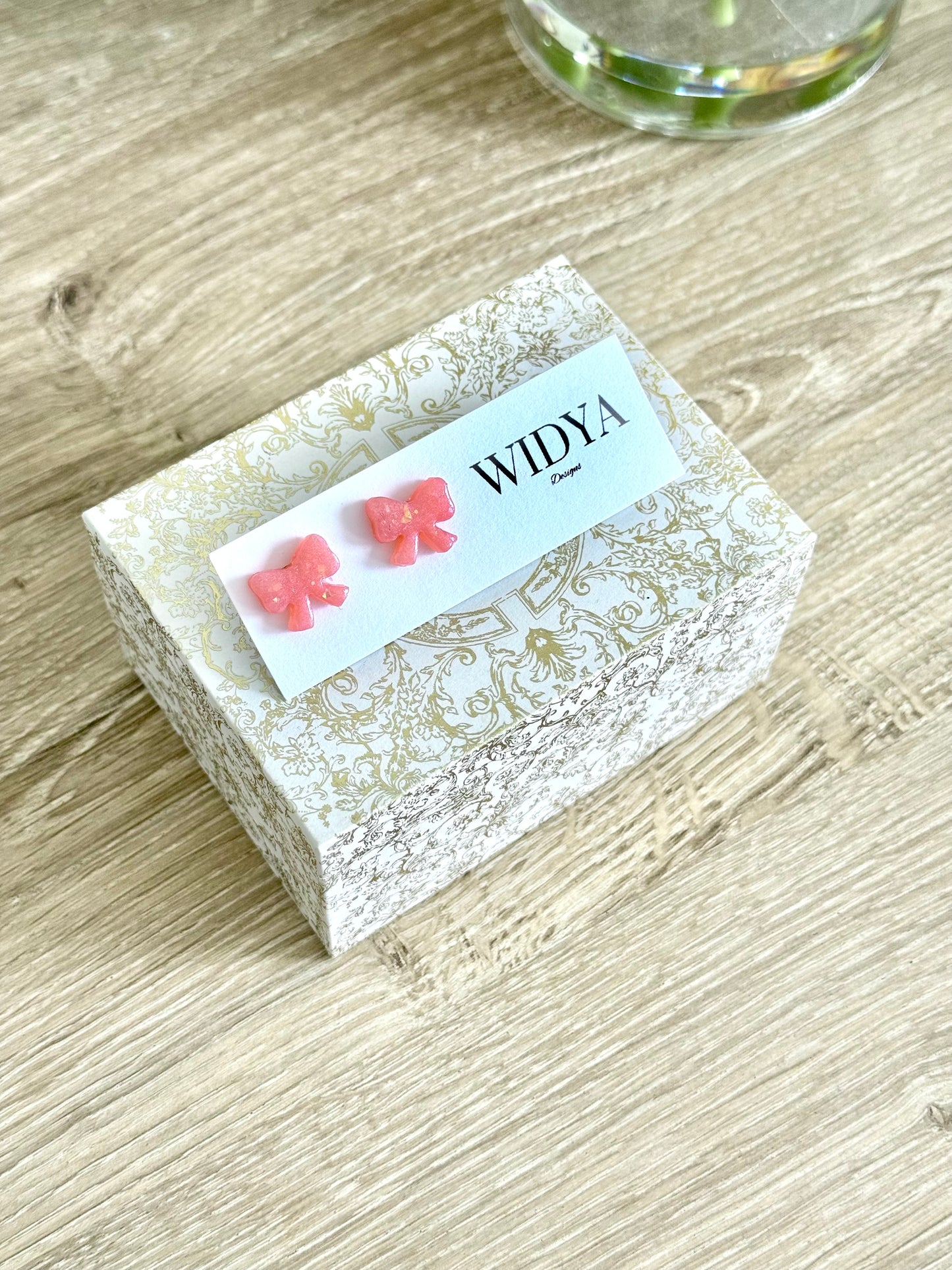 Pink Opal Bow - Stud Earrings