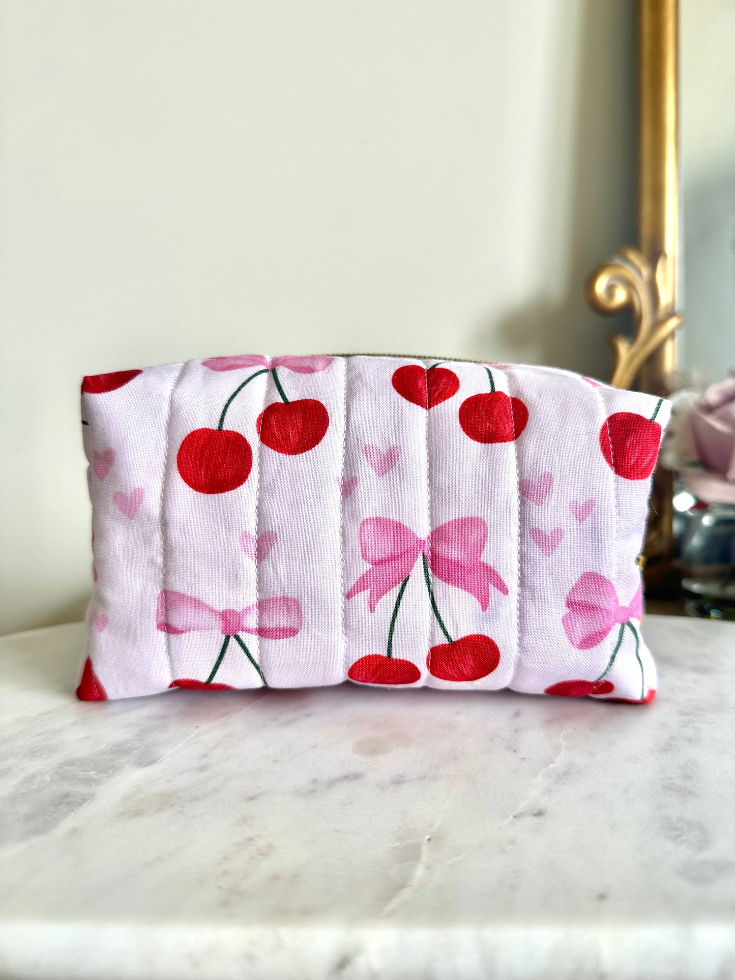 Coquette Cherry Makeup Bag- Small