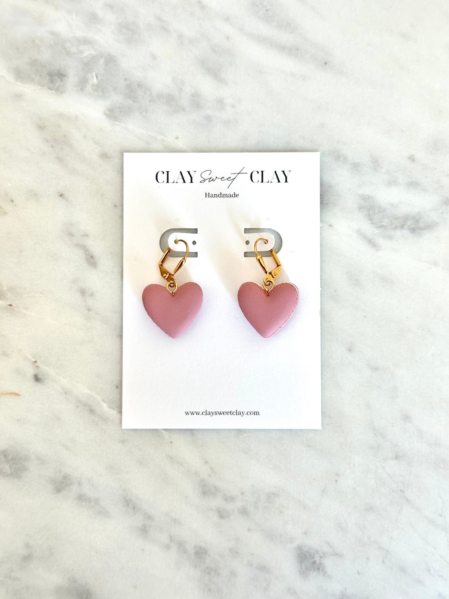 Heart Macaron Earrings - Strawberry