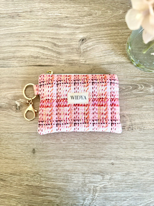 Tweed Print Keychain Wallet - Orange