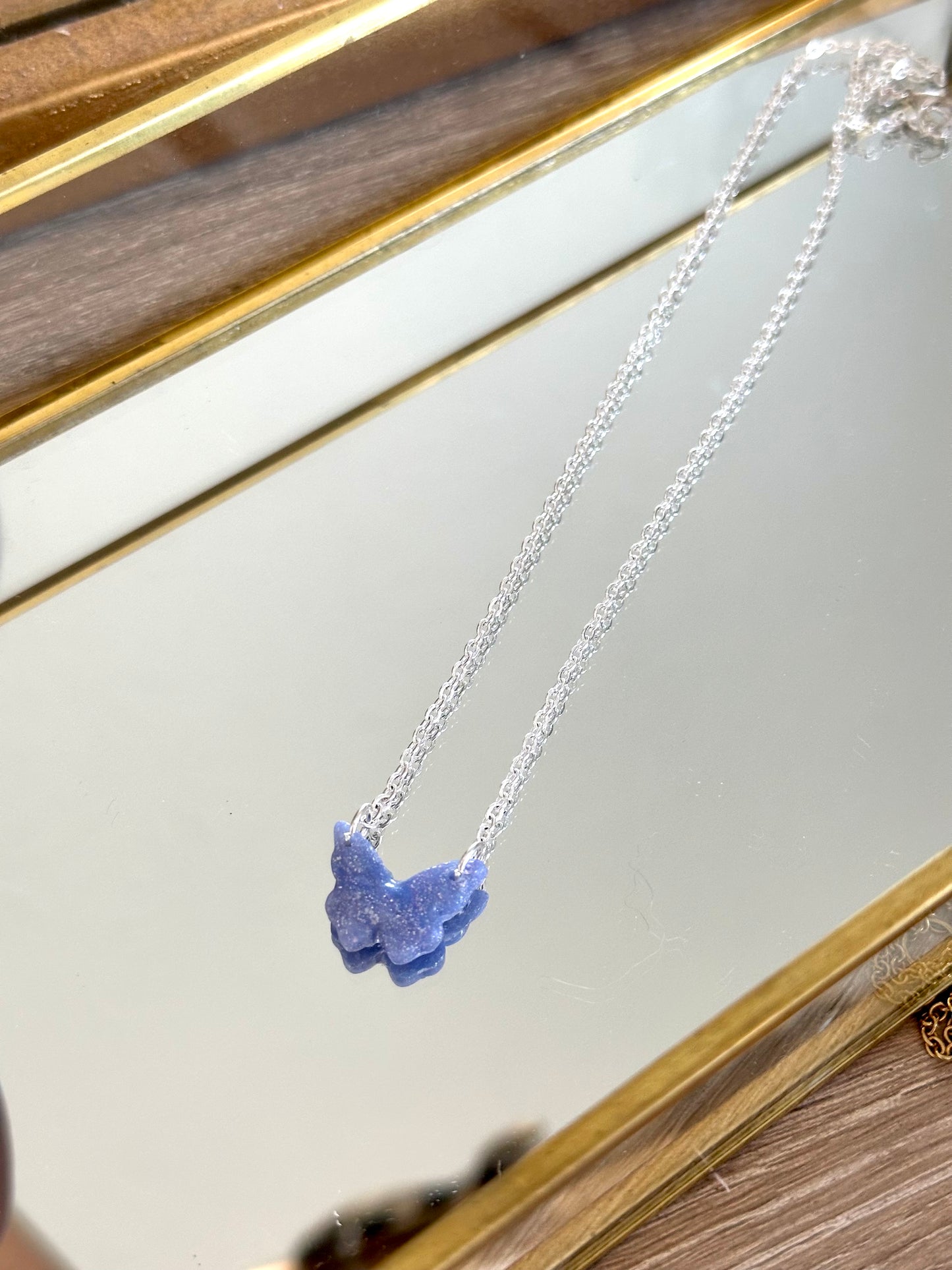 Lapis Lazuli Necklace - Dainty Butterfly