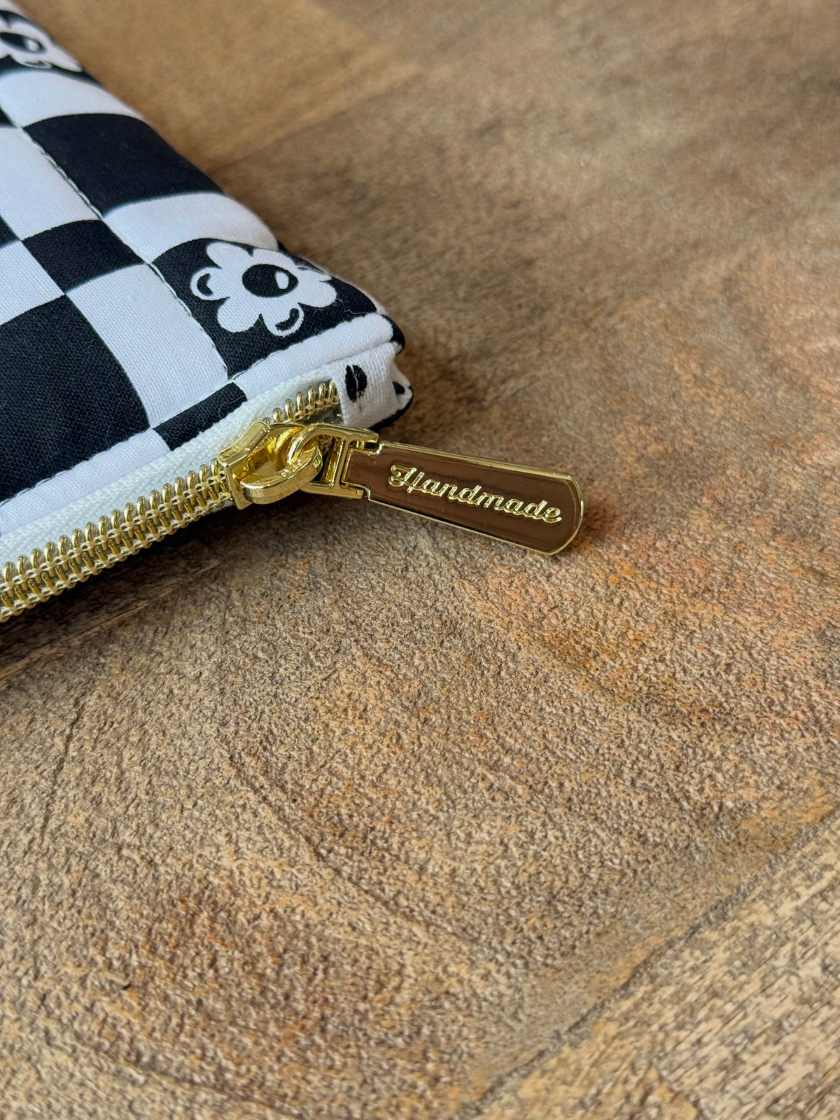 Black and White Checkered Floral Laptop Sleeve