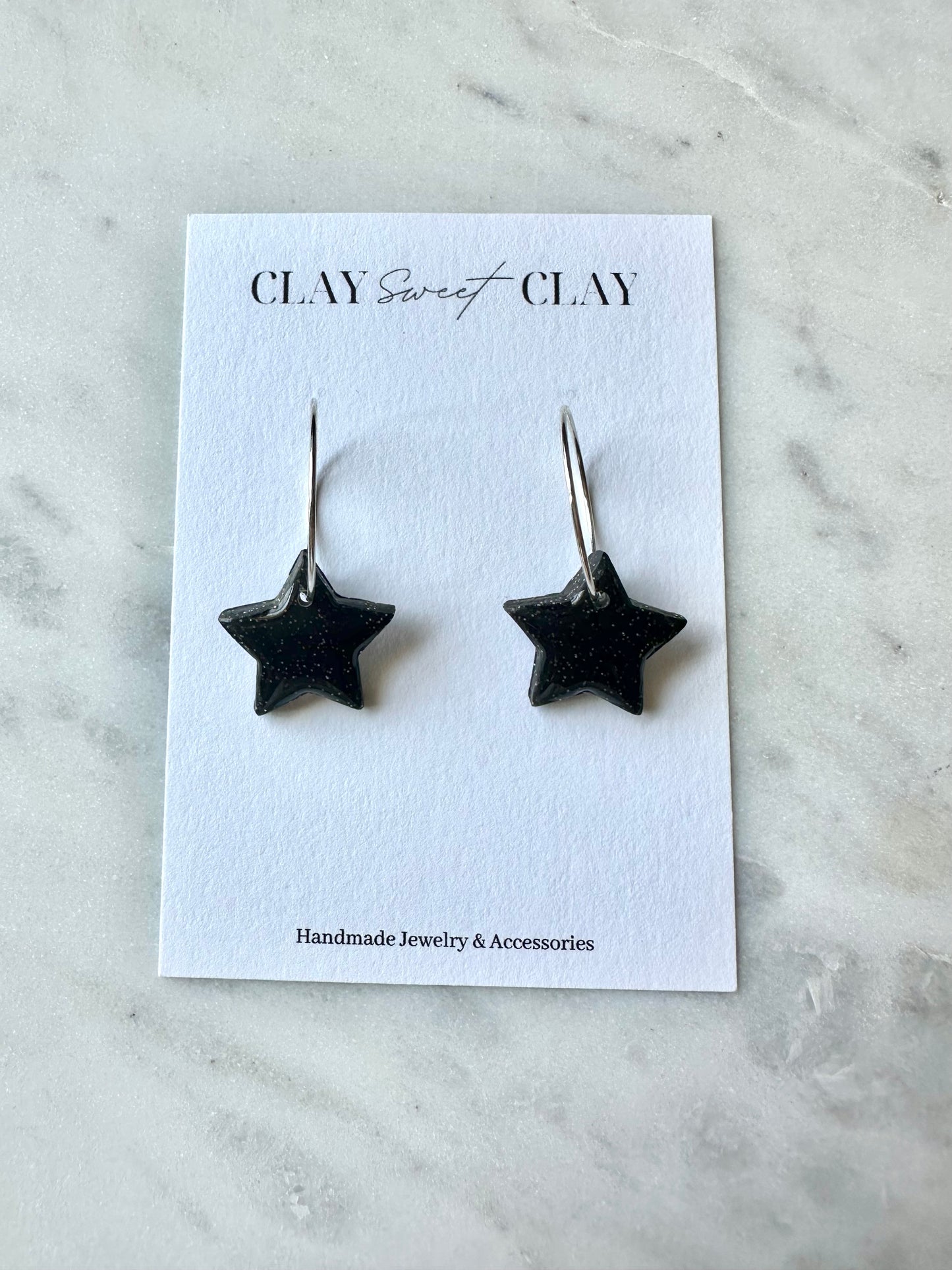 Star Hoop Earrings - Black Galaxy