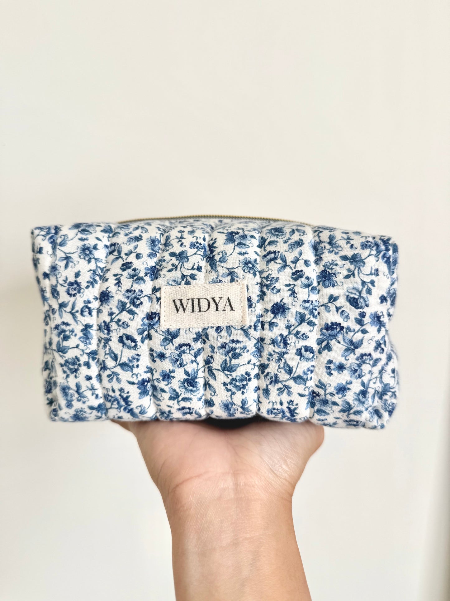 Blue Vintage Floral Makeup Bag