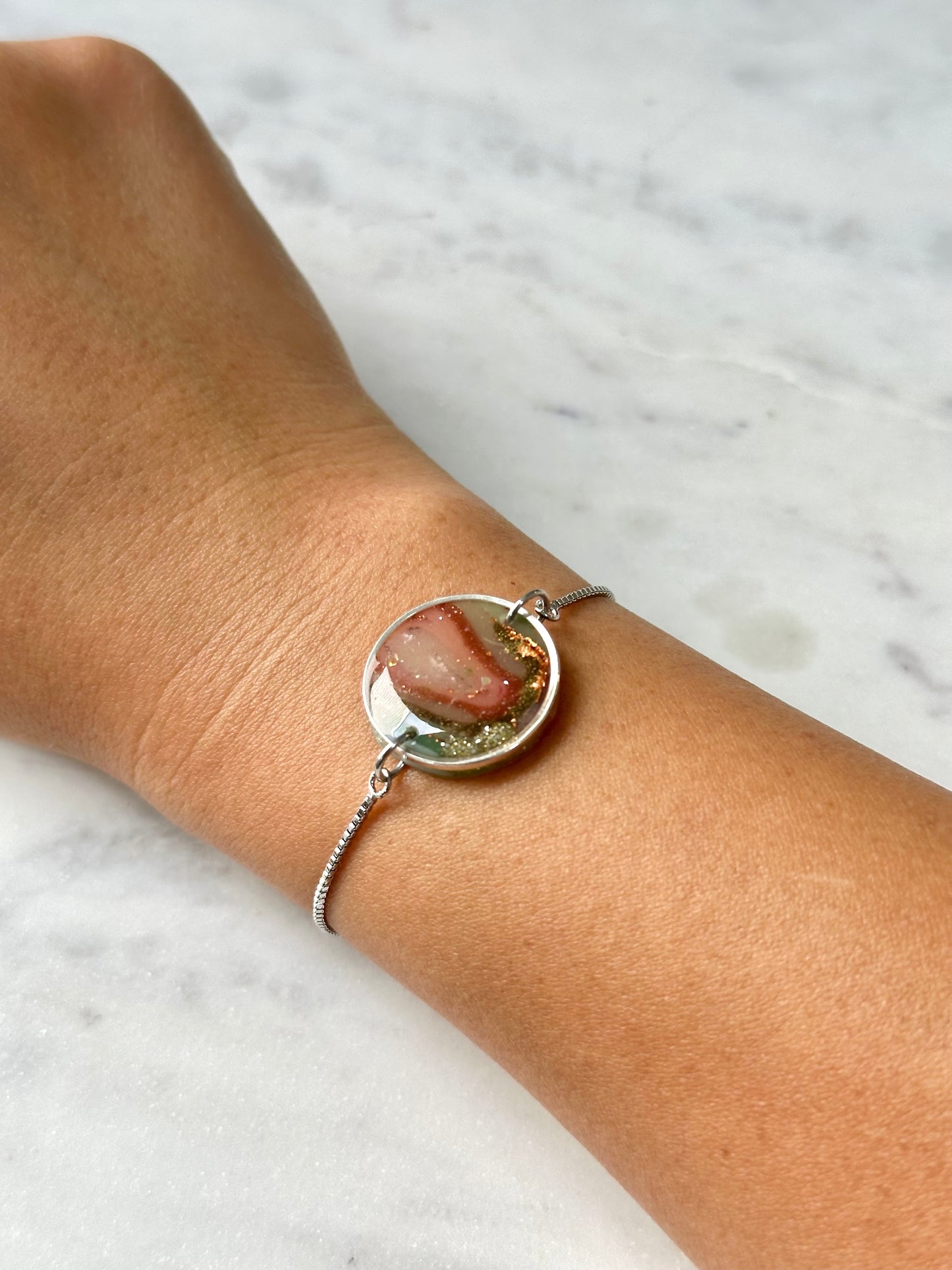 Agate Bracelet - Silver & Round