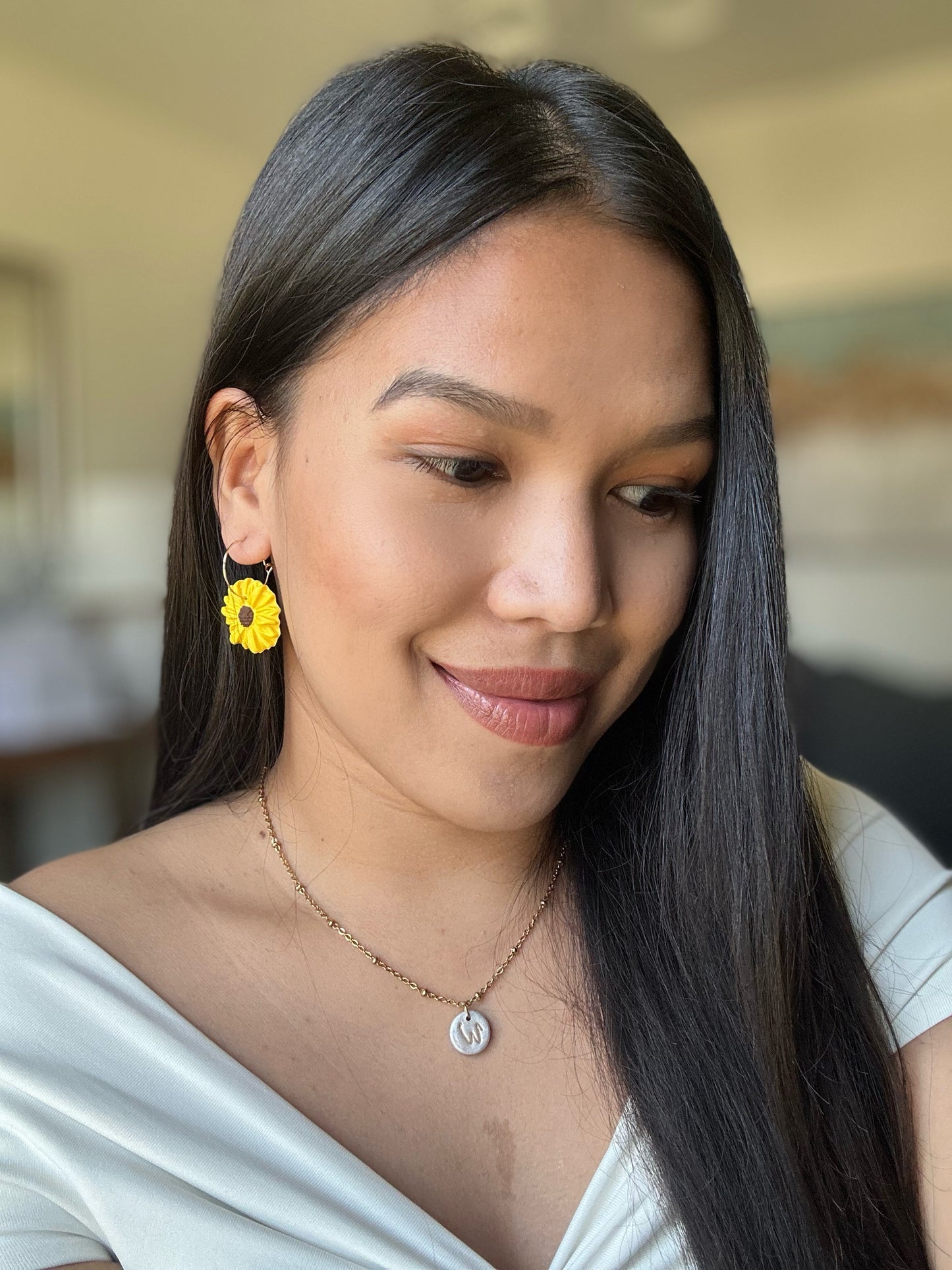 Sunflower Hoop Earrings