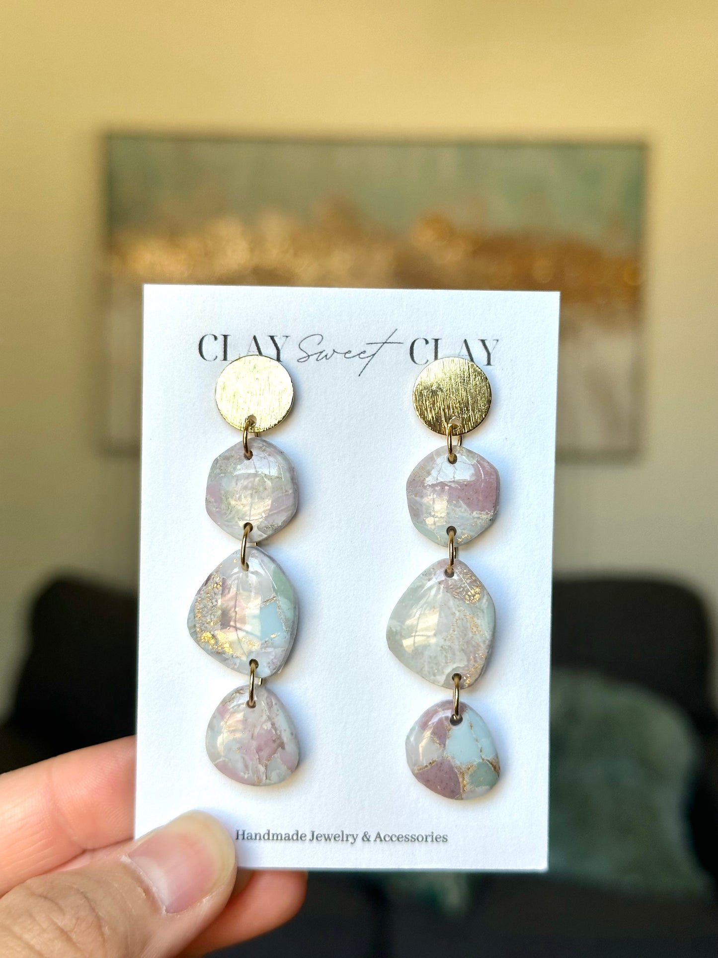 Mixed Marble Dangle Earrings