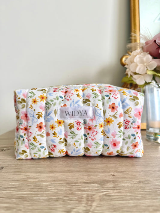 Flower Meadow + Blue Bow Makeup Bag
