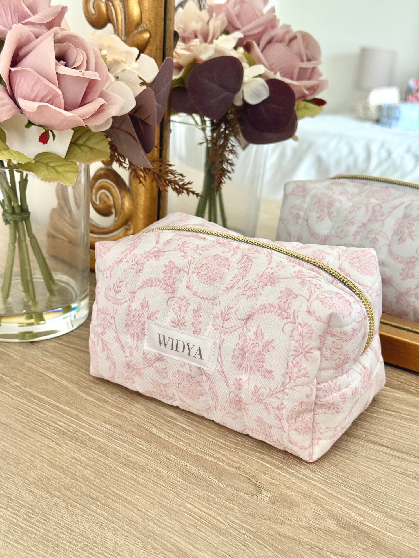 Pink & White Chinoiserie Makeup Bag