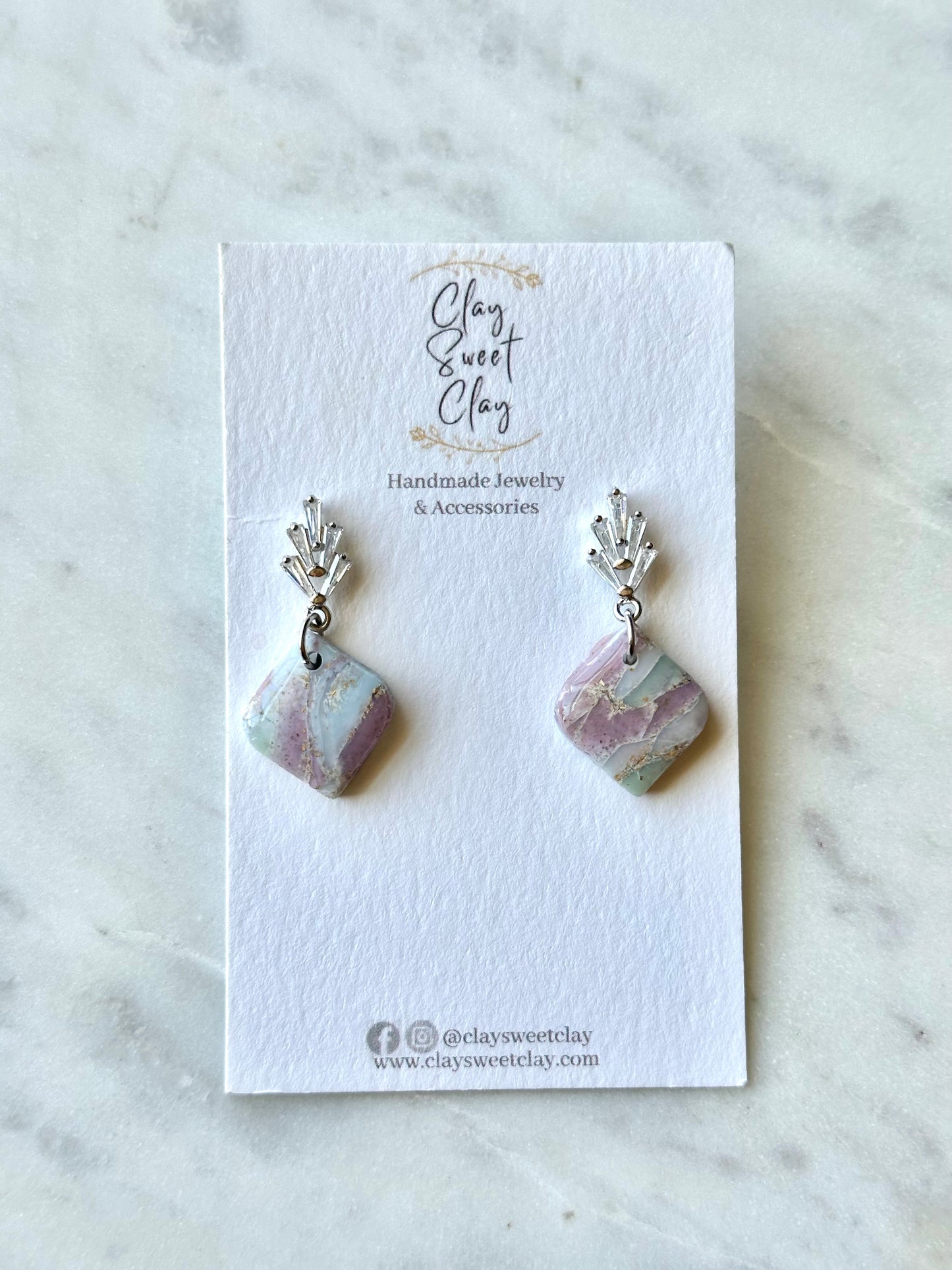 Mixed Marble Dangle Earrings - Dainty