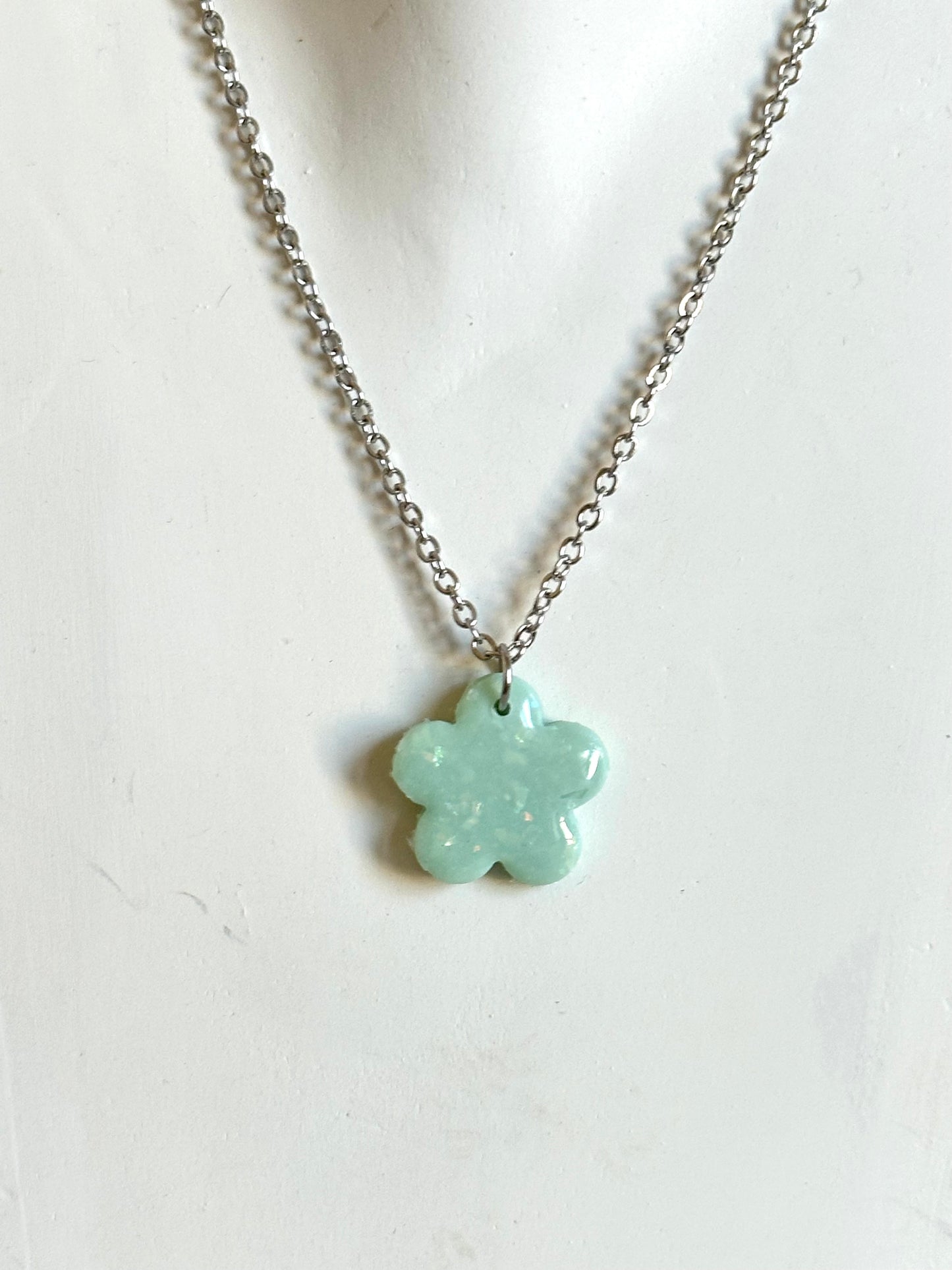 Teal Opal Necklace - Flower