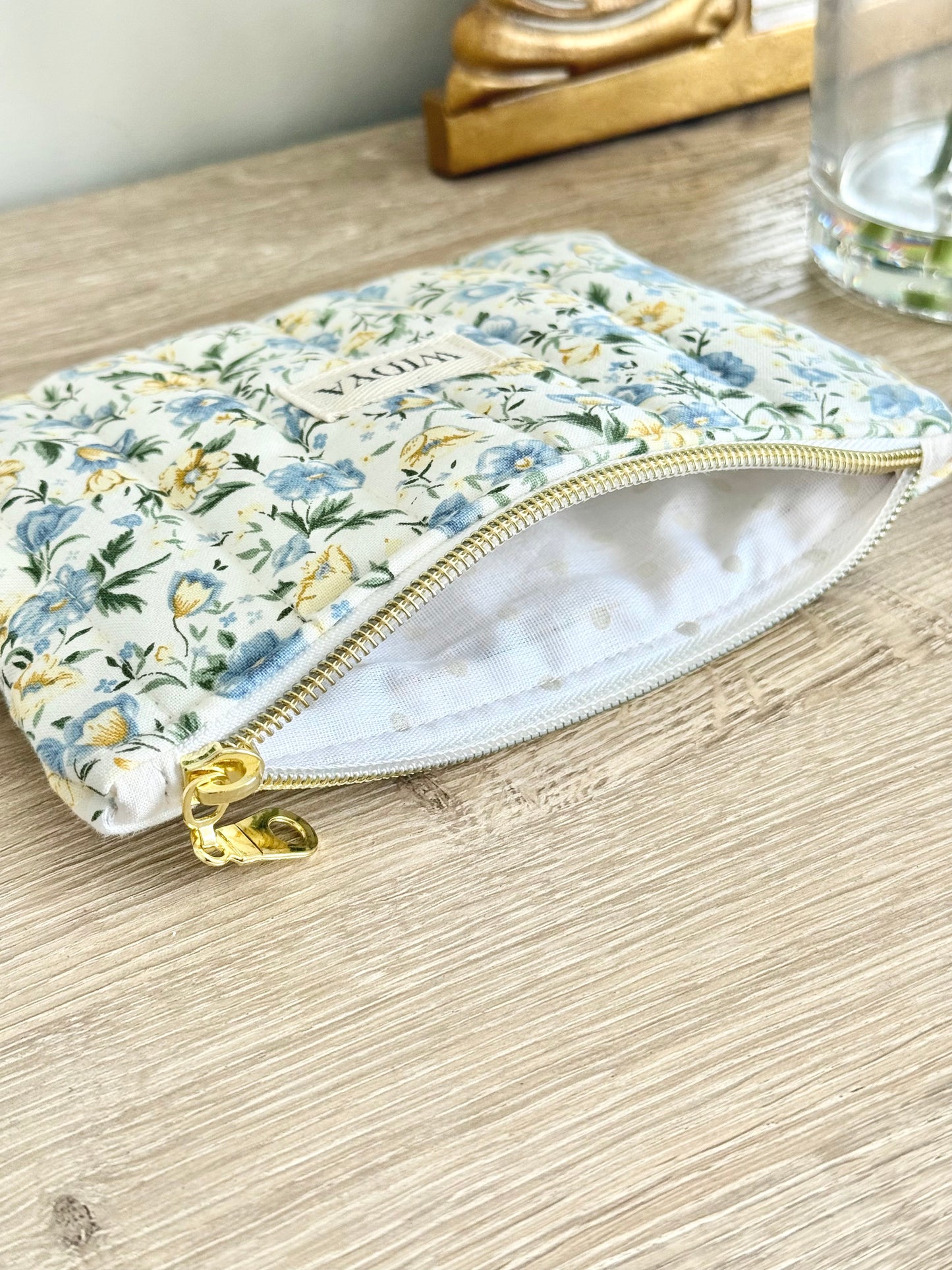 Blue & Yellow Floral Zipper Pouch