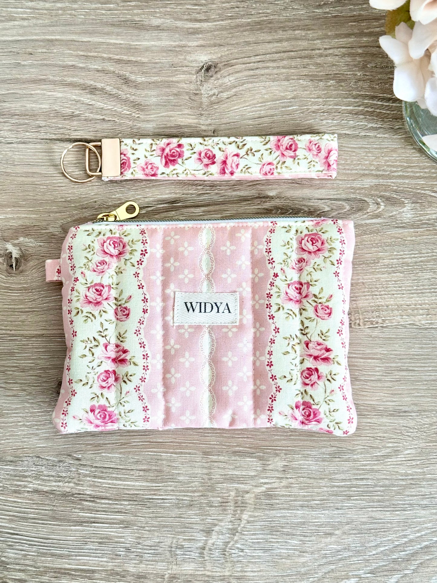 Vintage Pink Rose Small Pouch