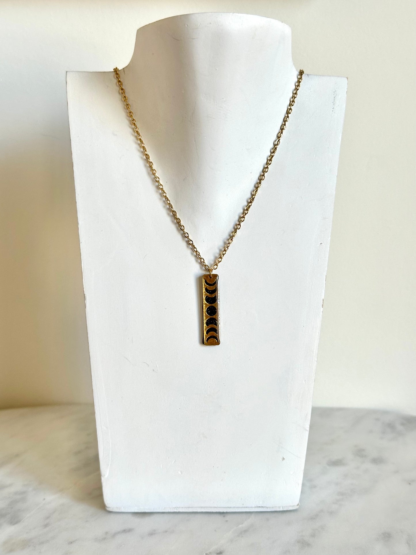 Moon Phase Necklace - Gold & Black