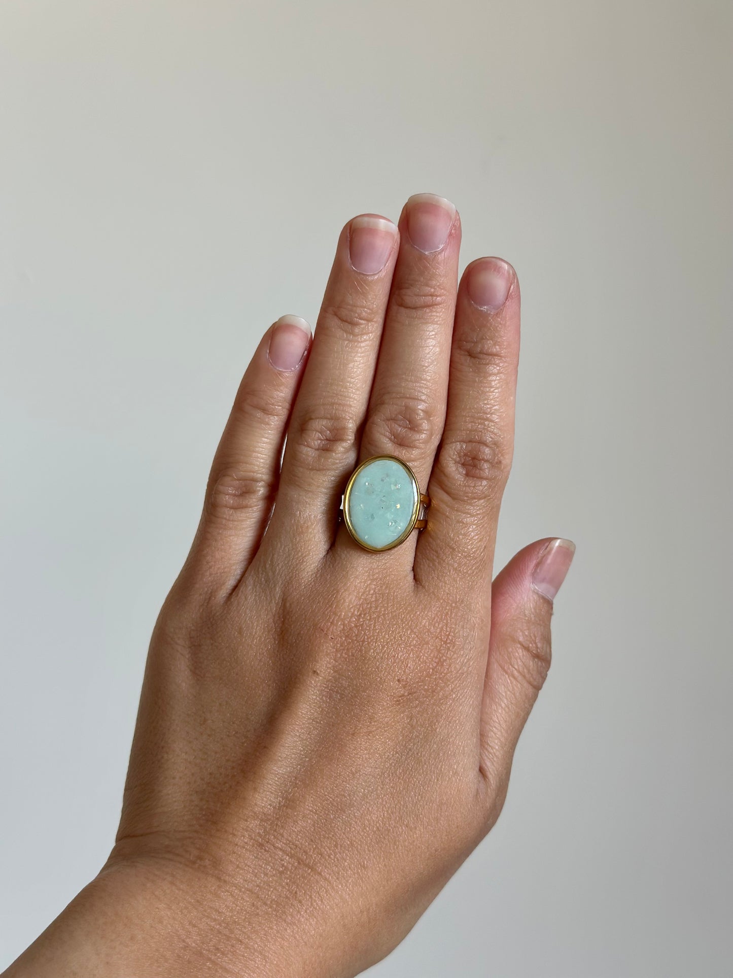 Turquoise - Adjustable Gold Ring (Large)