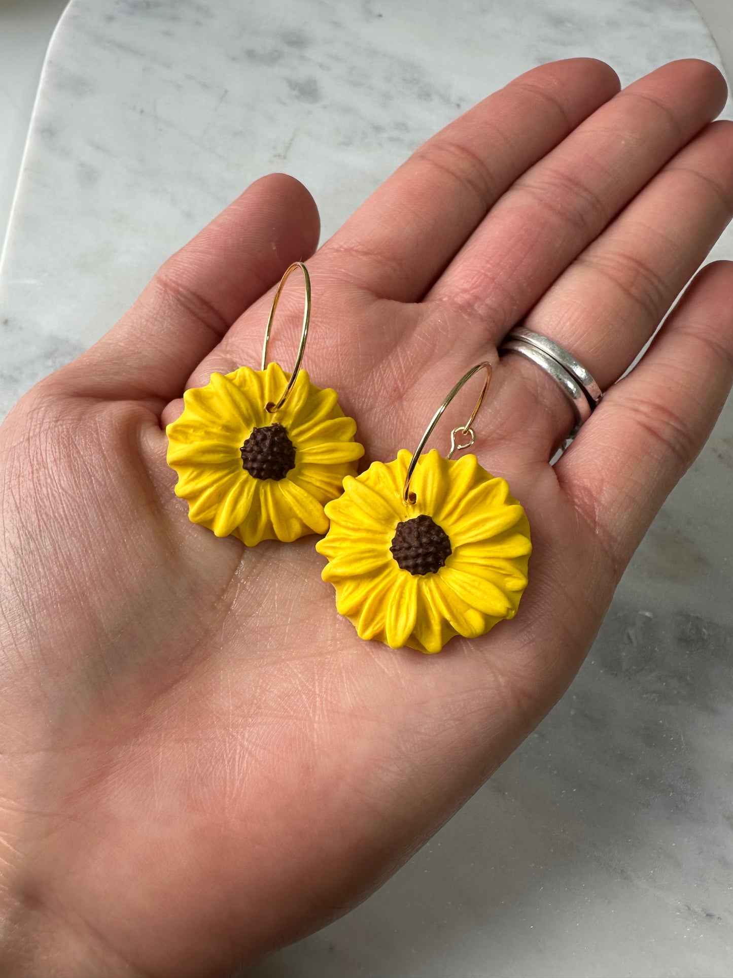 Sunflower Hoop Earrings