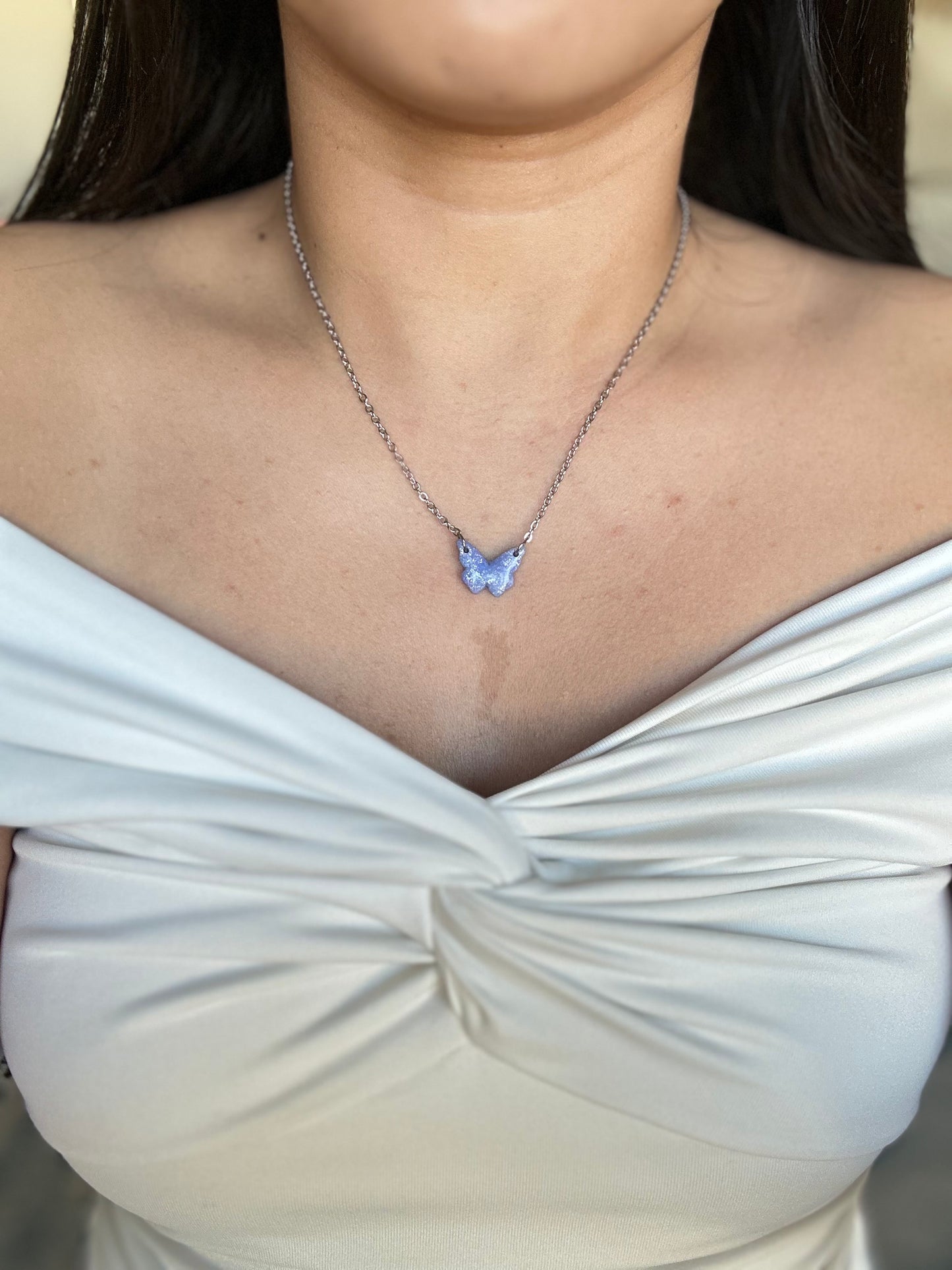 Lapis Lazuli Necklace - Dainty Butterfly