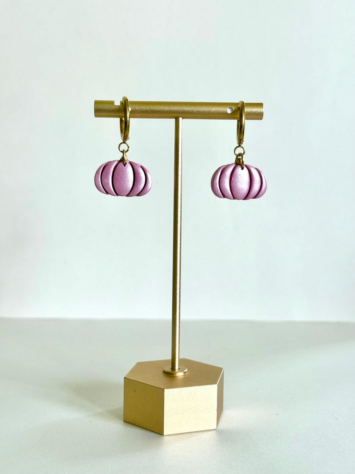 Dainty Pumpkin Huggies - Pink