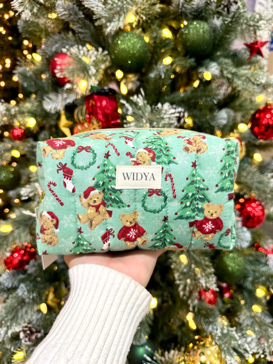 Christmas Teddy Bear Makeup Bag