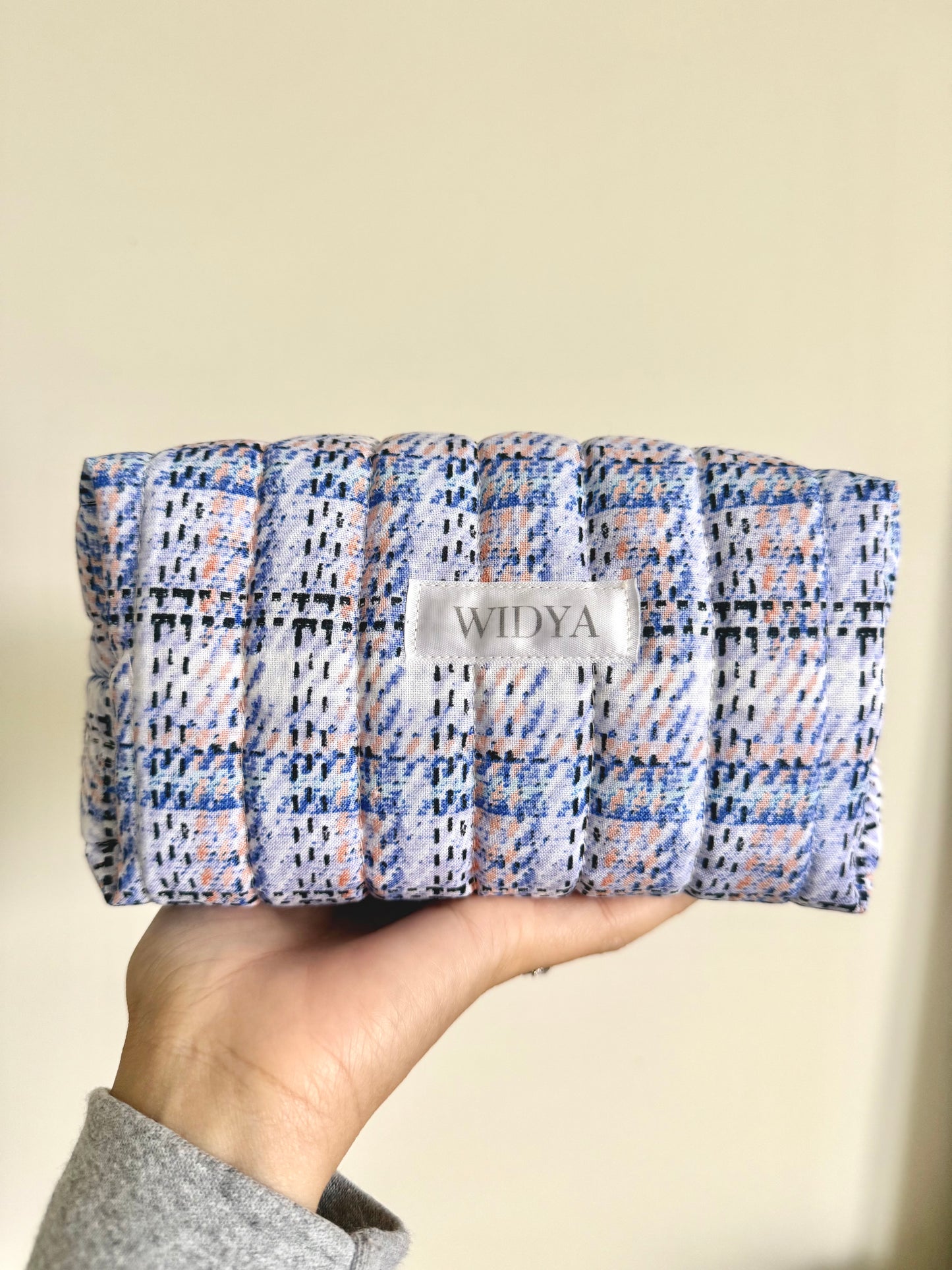 Tweed Print Travel Pouch - Blue
