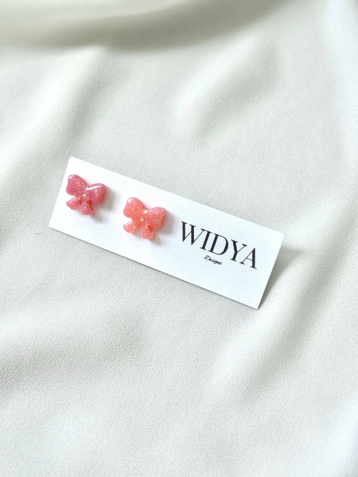 Pink Opal Bow - Stud Earrings