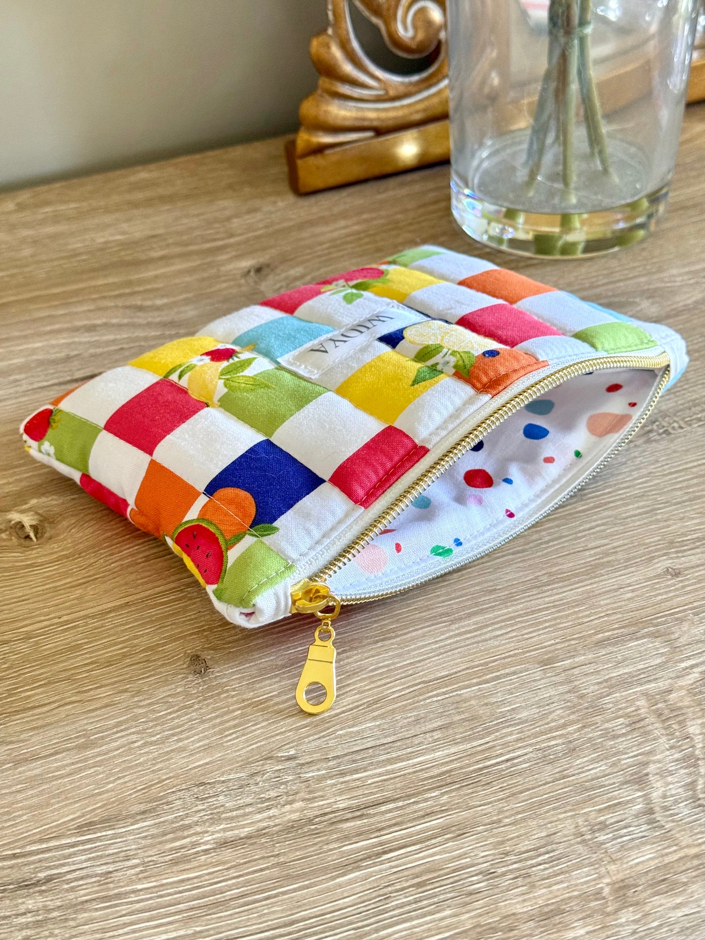 Colorful Checkered Fruity Small Pouch