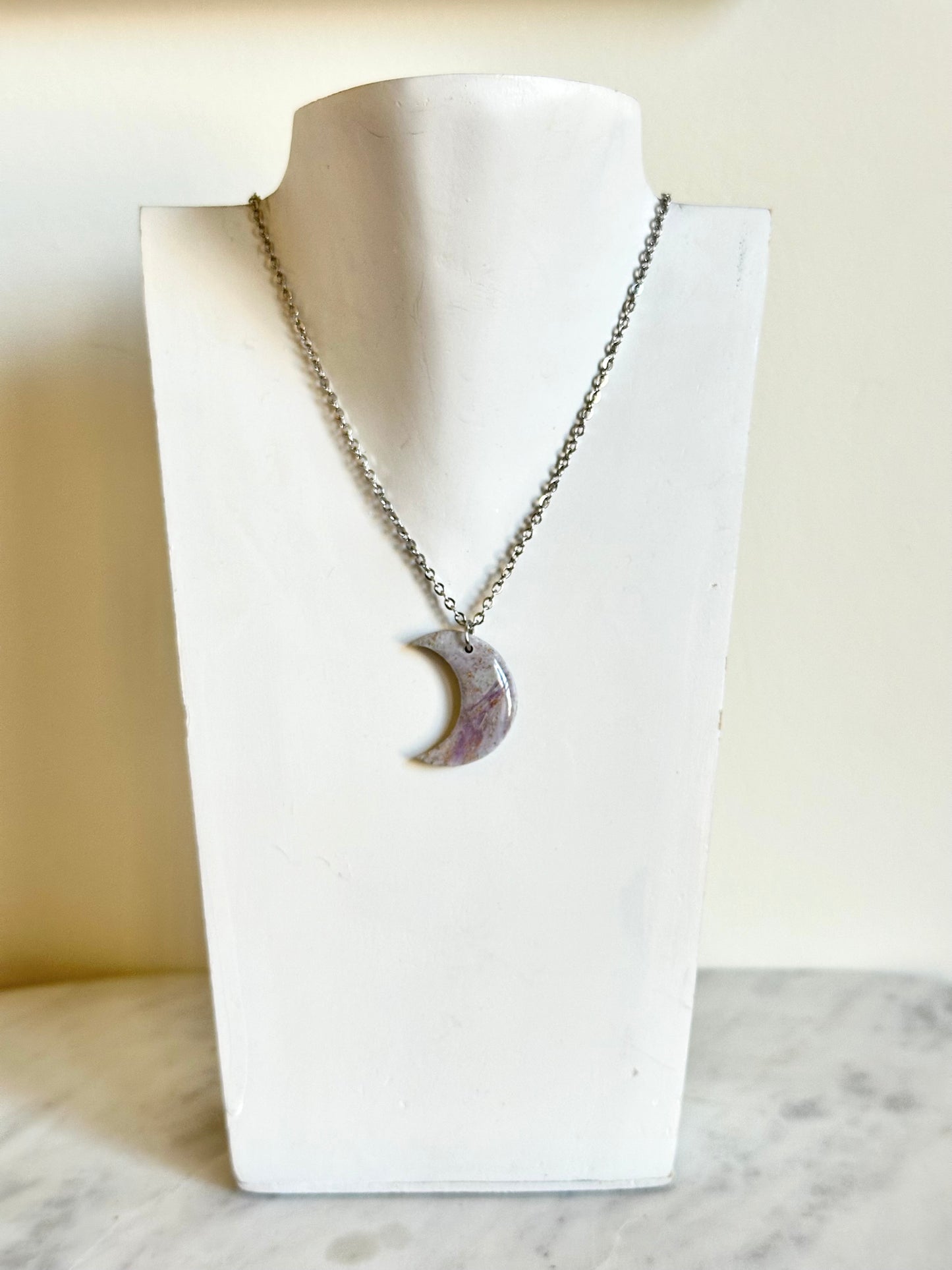 Mixed Marble Necklace - Crescent