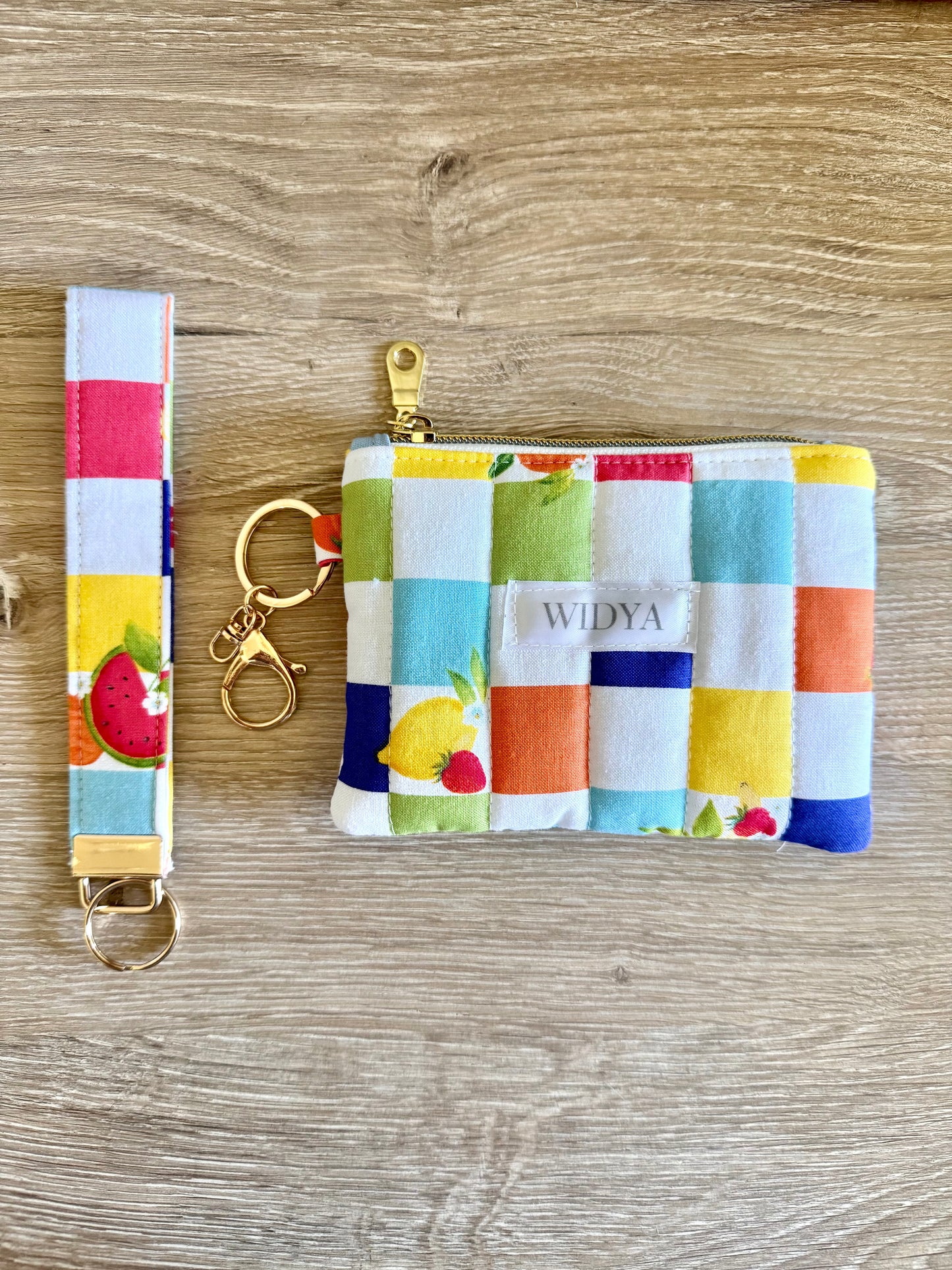 Colorful Checkered Fruity Keychain Wallet