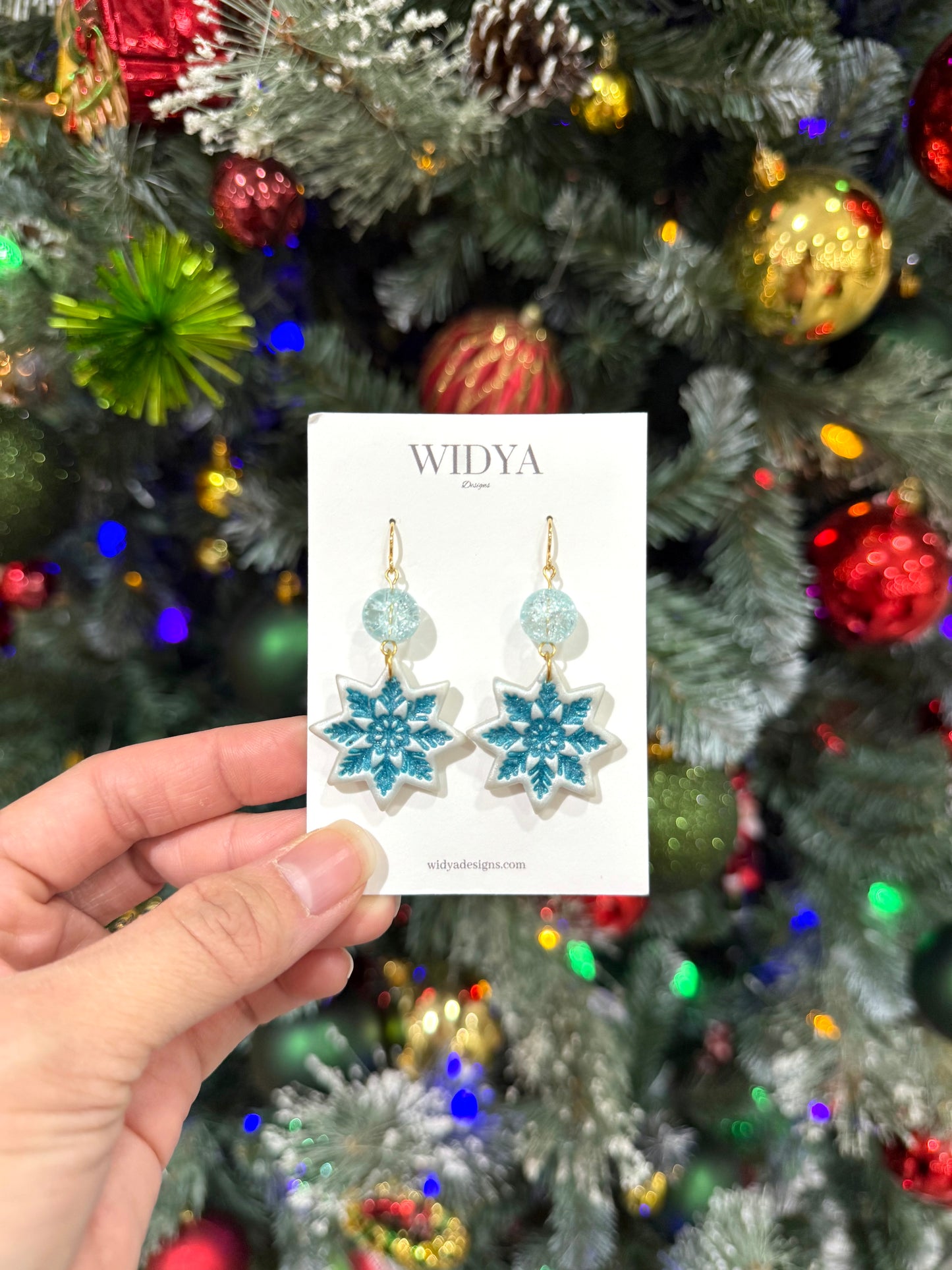 Blue Snowflake Earrings