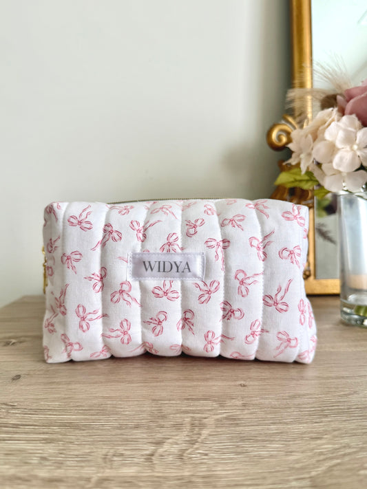 Dainty Pink Bows Makeup Bag