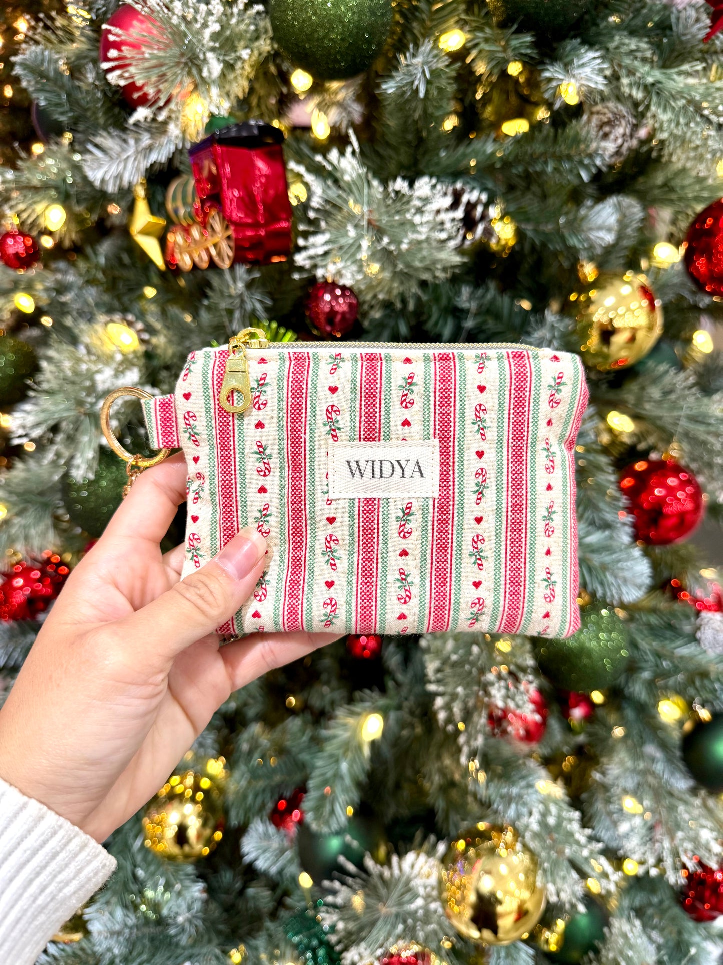 Christmas Vintage Candy Cane Keychain Wallet