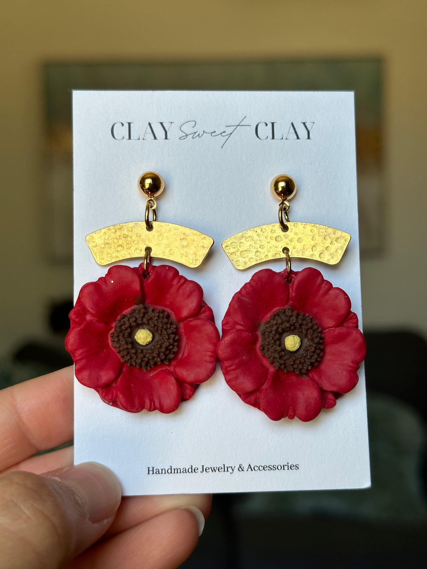 Poppy Dangle Earrings - Red